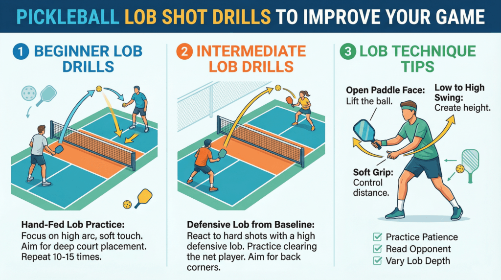 pickleball lob shot drills target accuracy practice
