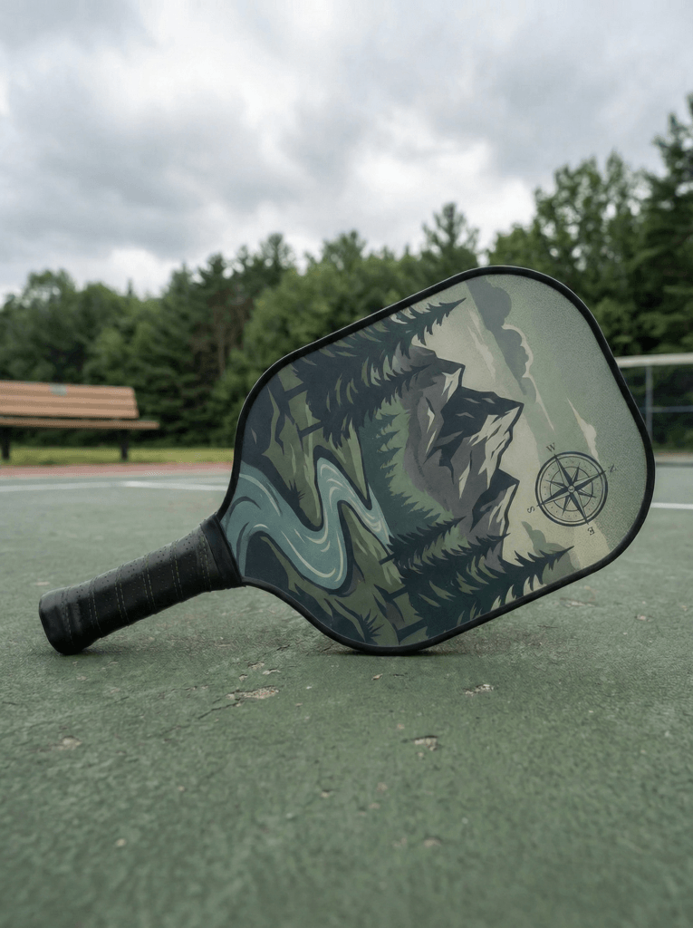 “Pickleball court showing paddle, ball, and net for beginner guide.”
