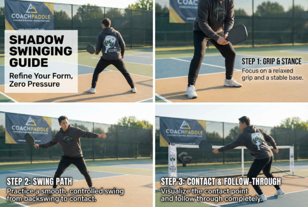 Pickleball swing drills for beginners practicing smooth paddle contact.