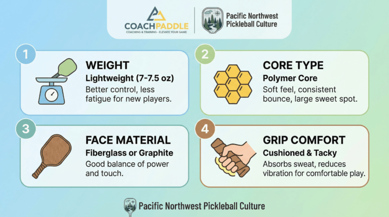 Beginner-friendly pickleball paddle features