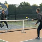 “Player practicing pickleball cross‑court dinking with controlled footwork and soft diagonal shots.”