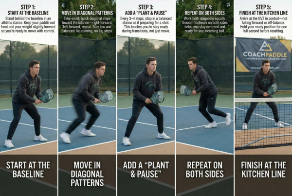 “pickleball transition footwork practice routine drill”