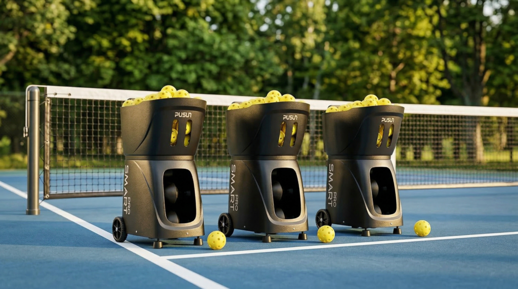 Infographic of the best portable pickleball machines for players.