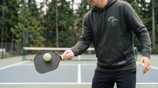Player demonstrating the perfect dink shot with soft‑touch mechanics at the kitchen line.
