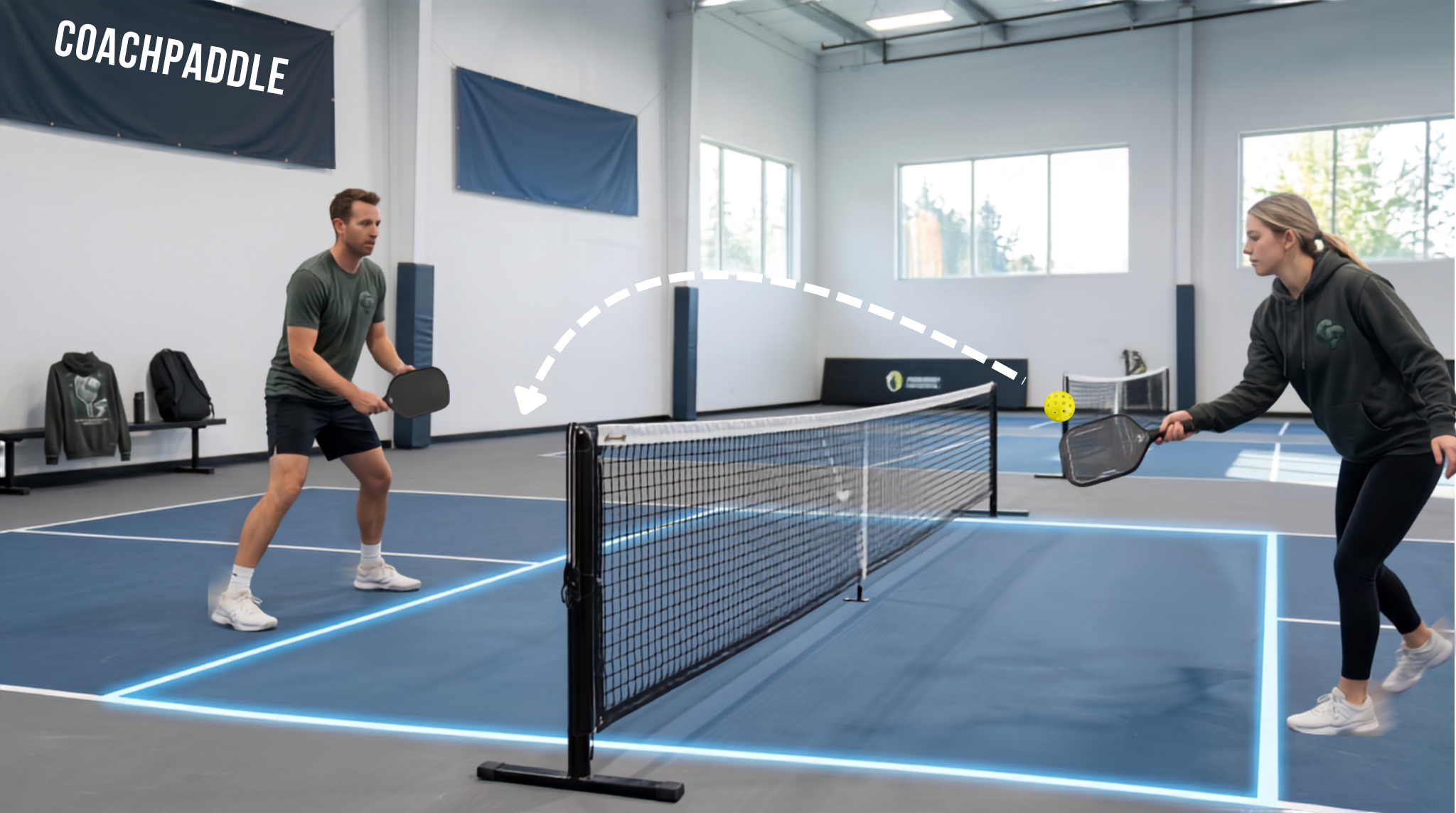 Player practicing Pickleball Dinking Drills at the kitchen line with controlled soft‑hands technique.